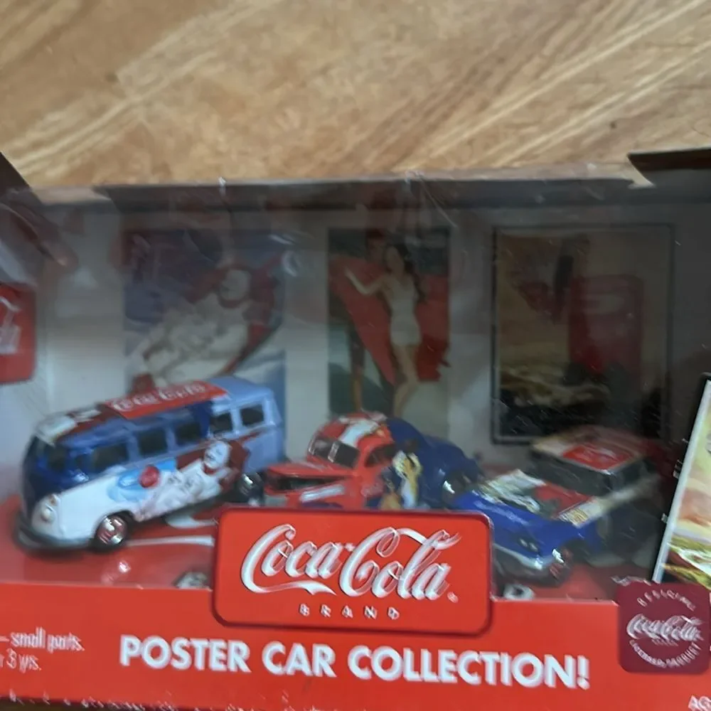 Coca-Cola Car Collection Poster Boxed Set Vintage Style Die-Cast Display